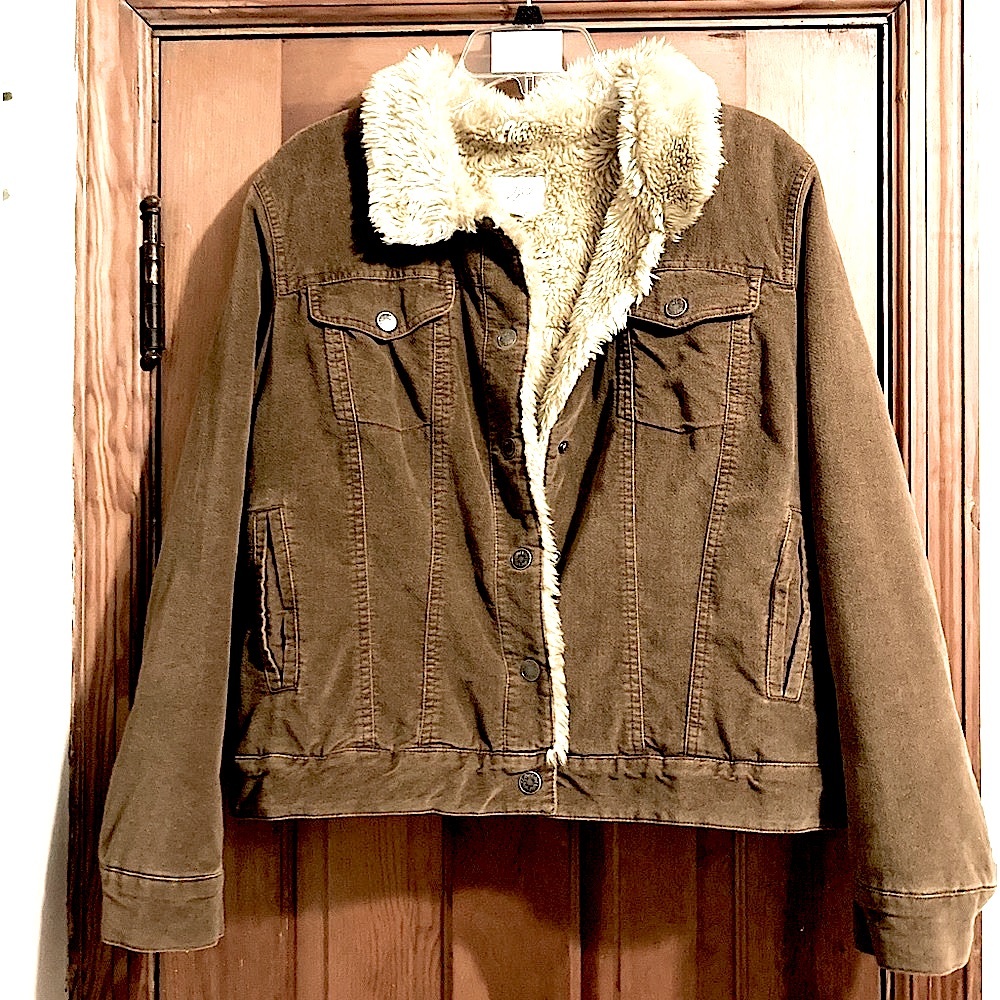 J. Jill ~ SO COZY!  faux fur lined BOMBER jacket -size W Med